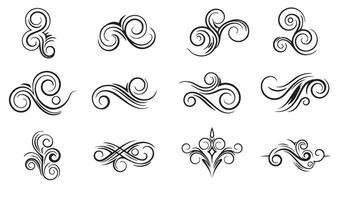 Circular Swirl Calligraphic Ornament Set for Modern Artwork vector