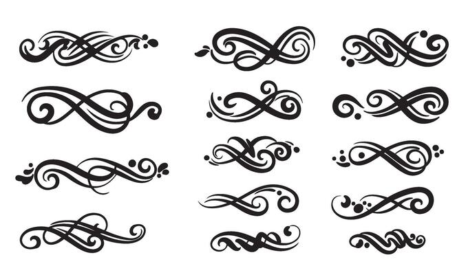 Elegant Calligraphic Swirls and Flourishes Ornament Collection