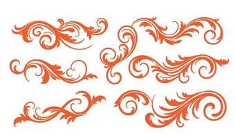 Ornamental Swirls Calligraphy Set with Ethereal Red Patterns vector