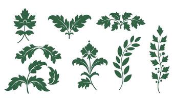 Burgundy and Forest Green Leaf Icons for Creative Projects vector