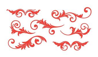 Ornamental Red Swirls Calligraphy Set for Graphic Designers vector