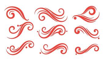 Unique Ethereal Swirls Calligraphy Collection with Red Patterns vector