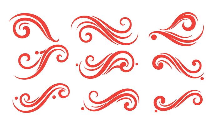 Unique Ethereal Swirls Calligraphy Collection with Red Patterns