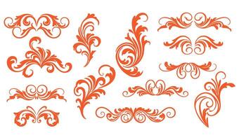 Classic Red Ethereal Swirls Calligraphy Set for Artistic Use vector