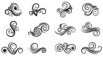 Elegant Swirl Calligraphic Ornament Set with Artistic Designs vector