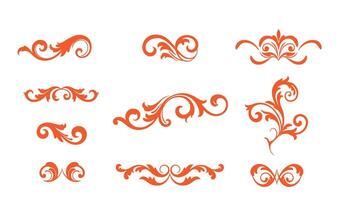 Stunning Calligraphy Ornament Set Featuring Ethereal Red Swirls vector