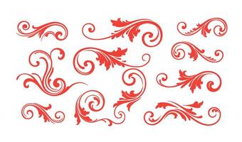 Artistic Calligraphy Flourish Set with Ethereal Red Swirls vector