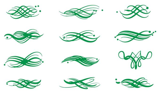 Calligraphic Flourishes Ornament Set with Ornate Borders