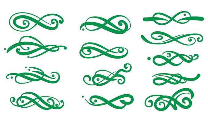 Beautiful Calligraphic Flourishes Set with Vintage Borders