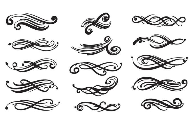 Swirl Calligraphy Ornament Elements for Classic Design Themes