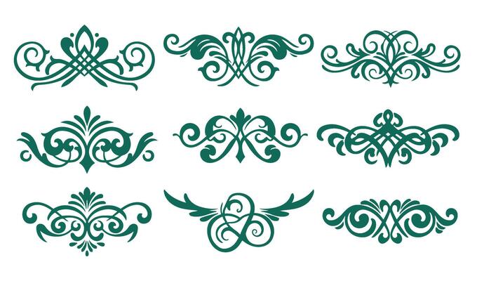 Unique Calligraphy Ornament Collection Featuring Whimsical Whorls