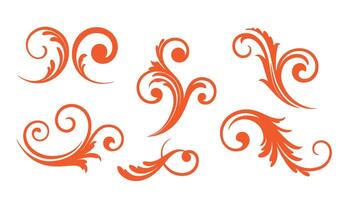Elegant Red Ethereal Swirls Ornament Set for Modern Artwork vector