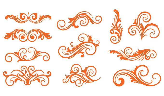 Decorative Calligraphy Ornament Set Featuring Ethereal Swirls