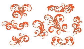 Stunning Red Ethereal Swirls Ornament Set for Sophisticated Art vector