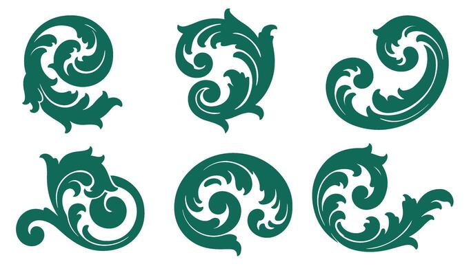 Stunning Calligraphic Ornament Set with Whimsical Whorls and Swirls