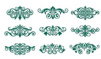 Elegant Whimsical Whorls Swirls Ornament Set for Graphic Designers vector