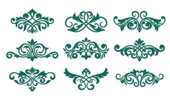 Artistic Calligraphy Ornament Set Featuring Whimsical Whorls and Swirls vector