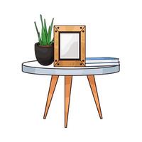 photo frame on round table illustration vector