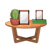 empty photo frame next to a cactus vector