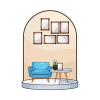 illustration of many photo frames on the wall vector