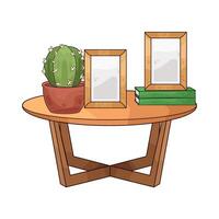 empty photo frame next to cactus vector