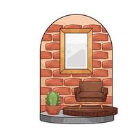 large photo frame displayed in the living room illustration vector