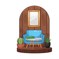 illustration of large photo frame on the wall vector