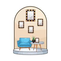 six photo frames on the wall vector