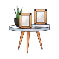 illustration of photo frame on round table vector
