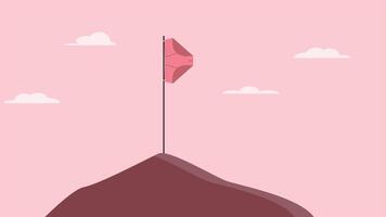 A cute, minimalist illustration of underwear standing like a flag on a mountaintop, expressing victory in a cheerful and surreal style. vector