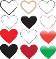 Nine Unique HeartShaped Icons in Different Colors and Sizes vector