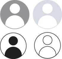 Minimalist User Profile Icons in Grey, White, and Black Circular Designs vector
