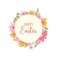 Easter square banner with hand drawn flowers on a light background vector
