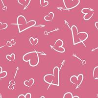 Seamless pattern with hand-drawn hearts on a pink background vector