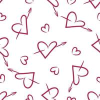 Pattern with hearts in the style of a doodle. Minimalist design vector