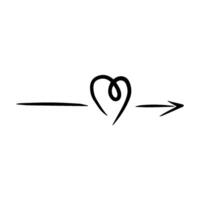 Horizontal doodle arrow with a heart. An item for Valentine's Day vector