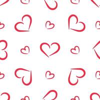 Cute pattern with hand-drawn pink hearts. Infinite texture vector