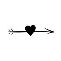 A horizontal arrow with a heart. A doodle element for the holiday of all lovers vector