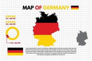 Infographic Map of Germany Country include of flag people icon statistic and pie chart design flat style isolated ready to use free editable. vector
