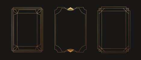 Elegant and simple golden art deco frame with dark background vector