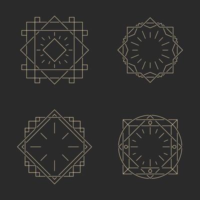 Art deco vintage frame line collection. Decorative border ornament minimalist.