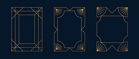 Minimalist and elegant golden line frame art deco style in dark background vector