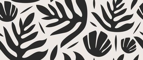 Hand-drawn floral seamless pattern monochrome design vector