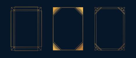 Elegant and minimalist golden line frame art deco style template vector