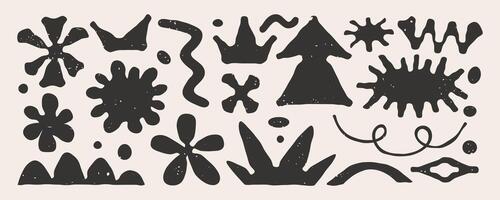 Abstract geometric organic shape with rough texture monochrome color modern design vector