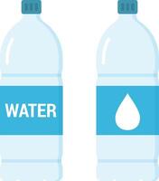 Two plastic bottles with water, flat style vector
