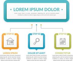 Infographic template with main idea and 3 steps or options, workflow, process chart vector