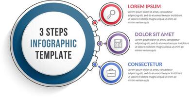 Infographic template flowchart with three steps vector