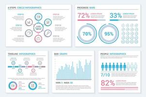 Infographic elements - circle infographics, progress bars, timeline and pie charts, bar graph, people infographics vector