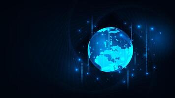 Global network connection concept big data visualization. Digital cyber global connection network. Technology blue background. vector